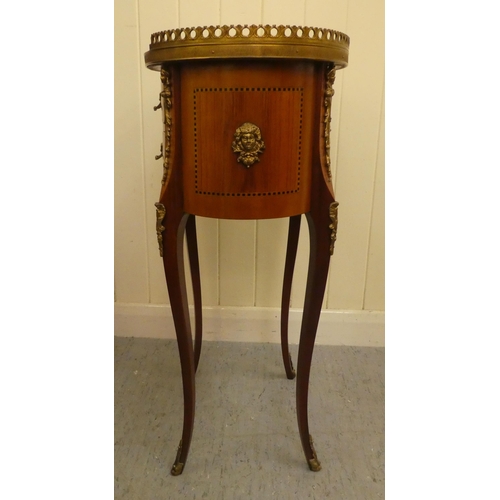 49 - A modern Louis XVI design, marquetry and ormolu mounted, two drawer side table, raised on cabriole l... 