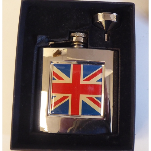 56 - A mixed lot: to include a jewellery box; a hip flask; and a pair of opera glasses