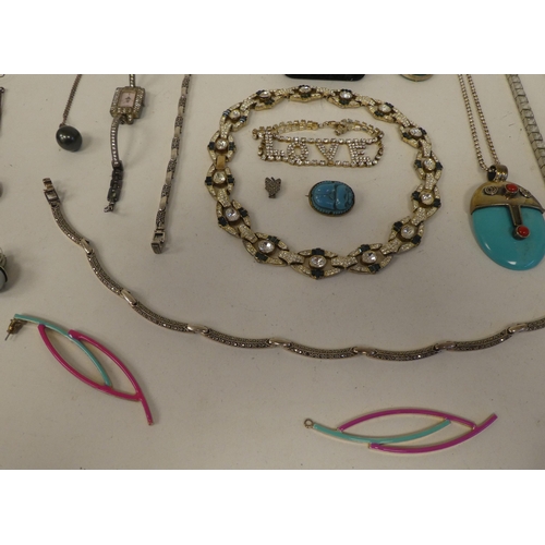 71 - Costume jewellery: to include silver and other elaborate faux diamond set and coloured stone necklac... 