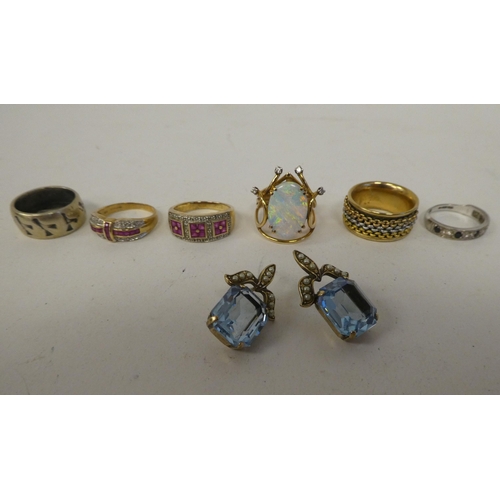 73 - Yellow metal and other jewellery: to include mainly rings; and a pair of earrings, set with pearls a... 