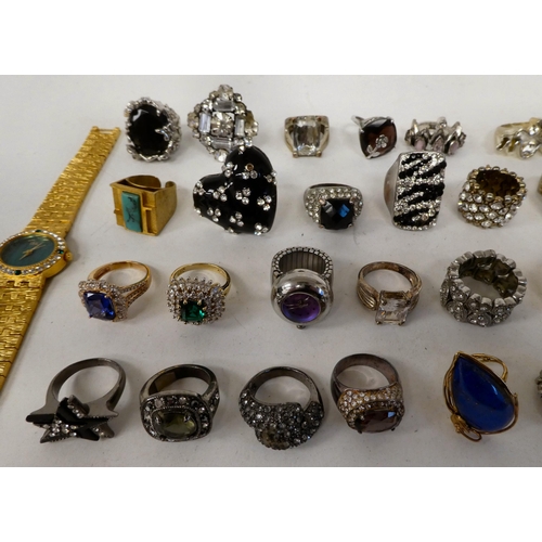 76 - Silver and other variously set dress rings