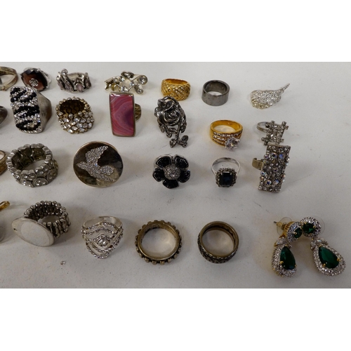 76 - Silver and other variously set dress rings