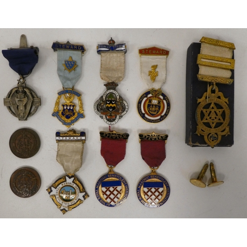 96 - Masonic medals: to include a 1928 Stewards example from the Royal Masonic Institution for Girls