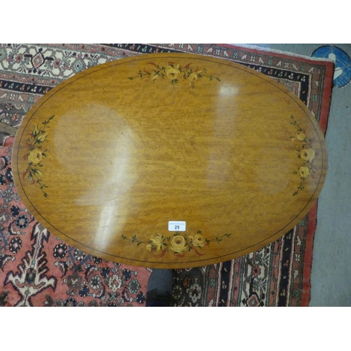 29 - A modern floral painted, mahogany finished occasional table  27.5