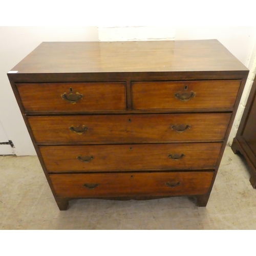 1 - A George III crossbanded mahogany, five drawer dressing chest, raised on bracket feet  41