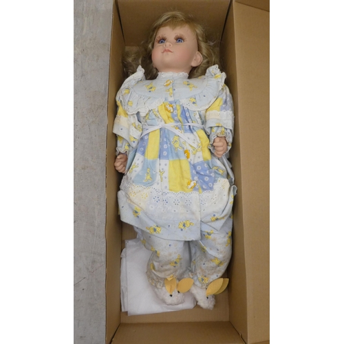 103 - Four individually named Lloyd Middleton, Royal Vienna collector's dolls  largest 16