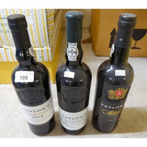 105 - Three bottles of Taylors Port: to include 2002