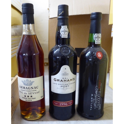 110 - Four bottles of Port: to include Grahamsv 1996; and a bottle of Armagnac