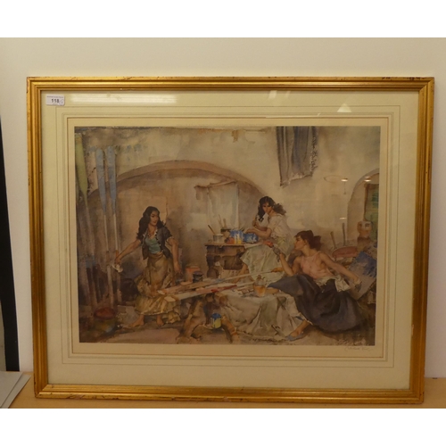 118 - Three framed William Russell Flint - figures  coloured prints  bearing pencil signatures  18