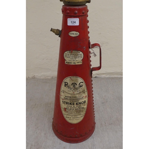 124 - A 1970s water type fire extinguisher  (for decorative purposes only)