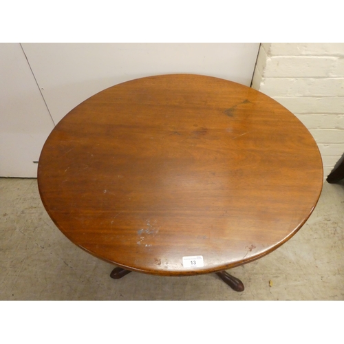 13 - A George III mahogany pedestal table, on a turned and carved column, raised on a tripod base  27