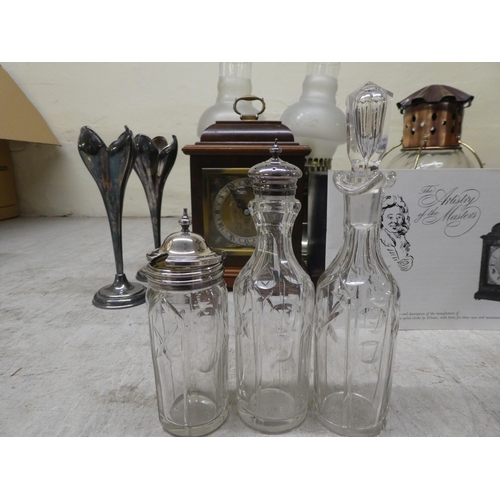 144 - A mixed lot: to include a decanter with a silver plated collar, lid and handle 