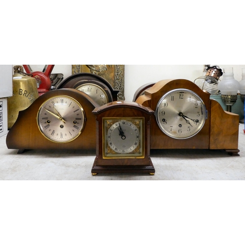 148 - Early 20thC and later non-functional, variously cased mantel clocks for spares and repair components... 