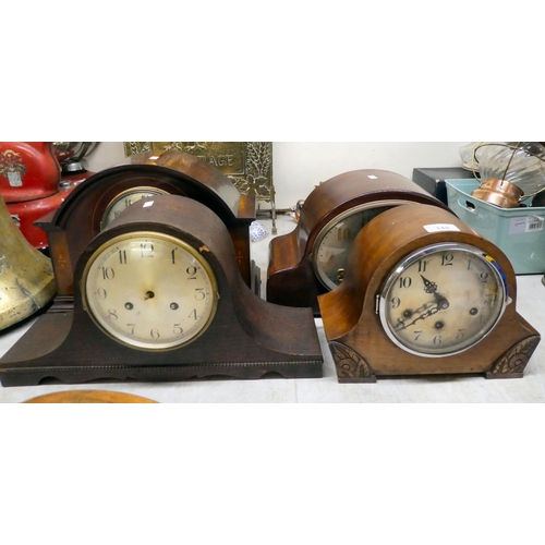 148 - Early 20thC and later non-functional, variously cased mantel clocks for spares and repair components... 