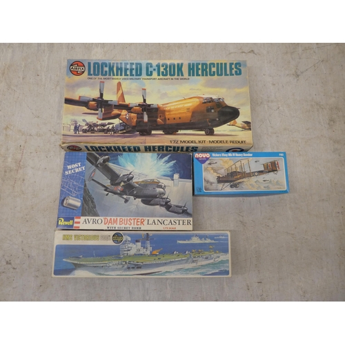 15 - Model kits, various scales and sizes: to include by Airfix,  'HMS Victorious'; and an 'Avro Dam... 