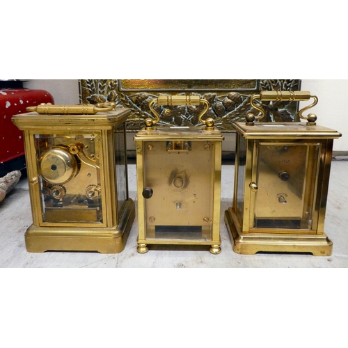 157 - Five lacquered brass and other cased carriage timepieces: to include an Mappin & Webb example&nb... 