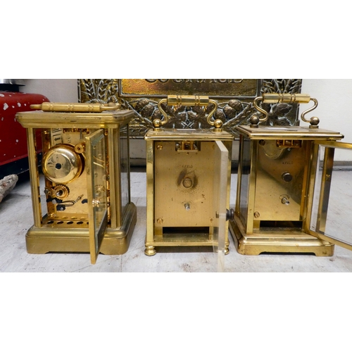 157 - Five lacquered brass and other cased carriage timepieces: to include an Mappin & Webb example&nb... 