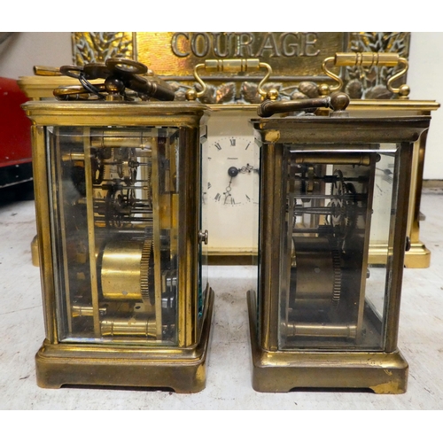 157 - Five lacquered brass and other cased carriage timepieces: to include an Mappin & Webb example&nb... 