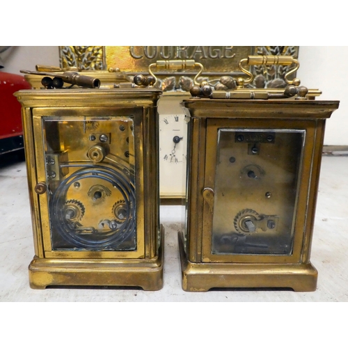 157 - Five lacquered brass and other cased carriage timepieces: to include an Mappin & Webb example&nb... 