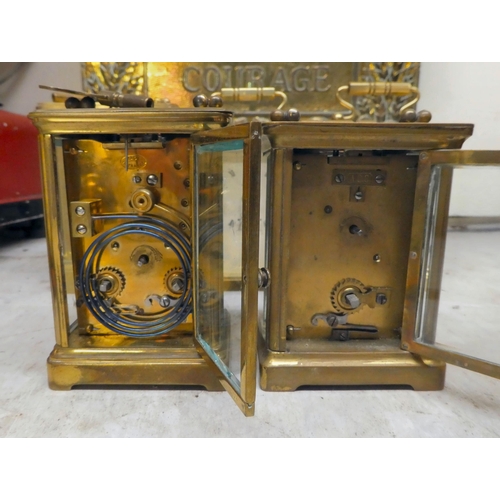 157 - Five lacquered brass and other cased carriage timepieces: to include an Mappin & Webb example&nb... 