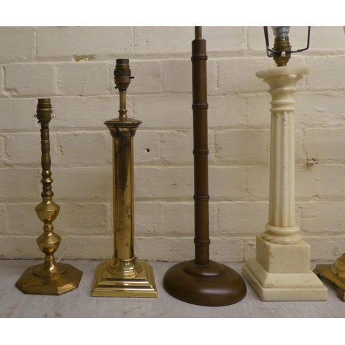 16 - A selection of 20thC lacquered brass and other, Corinthian capital and similar table lamps  tal... 