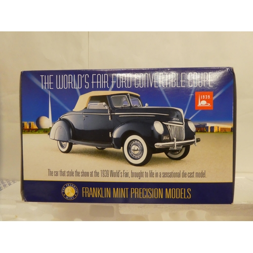 171 - Five Franklin Mint diecast model vehicles: to include a '1942 Indian 442 Motorcycle'; and a 'Red 193... 