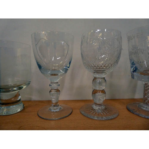 179 - Commemorative glass goblets: to include a Stuart Elizabeth II Silver Wedding Jubilee example  7... 