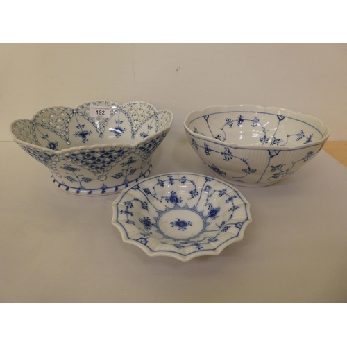 192 - Royal Copenhagen porcelain: to include a leaf design dish with a pierced border  no.1079  ... 