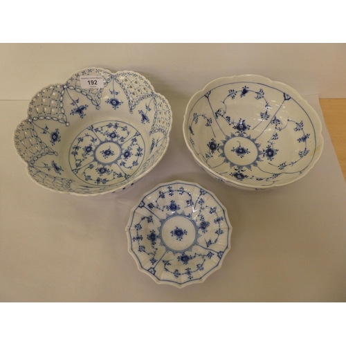 192 - Royal Copenhagen porcelain: to include a leaf design dish with a pierced border  no.1079  ... 