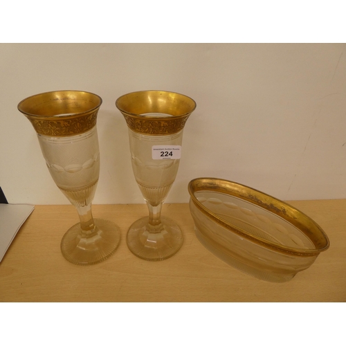 224 - Glassware: to include two Bohemian design, cut and gilded pedestal goblets