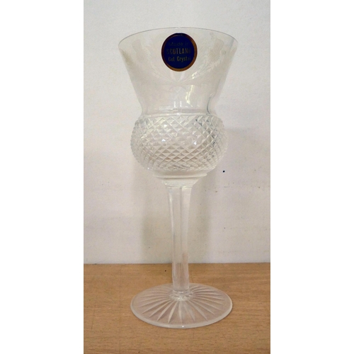 232 - Scottish lead crystal Thistle design pedestal wine glasses