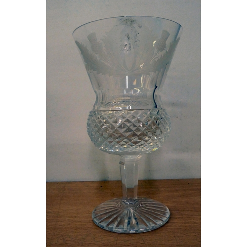 232 - Scottish lead crystal Thistle design pedestal wine glasses