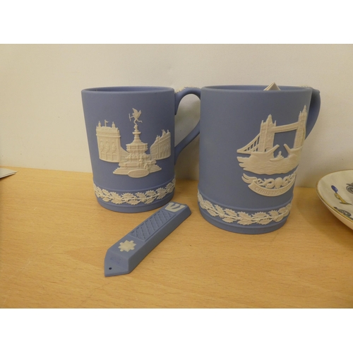 241 - Ceramics: to include a Wedgwood blue jasper 1971 Christmas mug