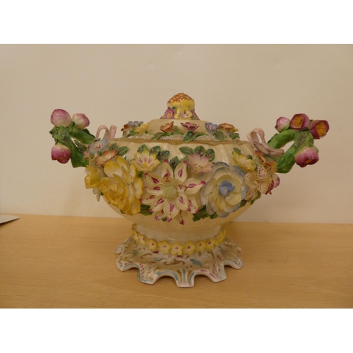 242 - Ceramics: to include a Coalbrookdale by Coalport china basket, encrusted with flora  12