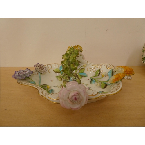 242 - Ceramics: to include a Coalbrookdale by Coalport china basket, encrusted with flora  12