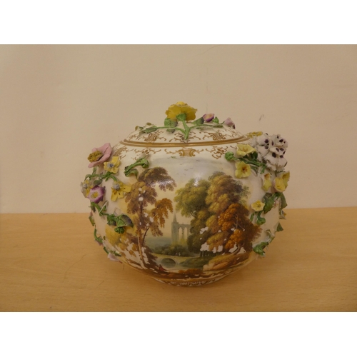 242 - Ceramics: to include a Coalbrookdale by Coalport china basket, encrusted with flora  12