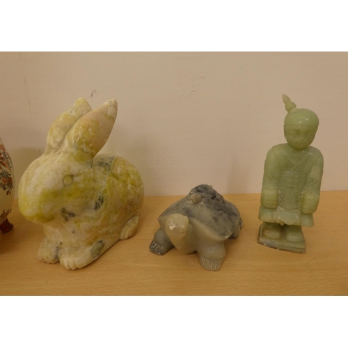 256 - A mixed lot: to include a jade coloured stone standing figure  6