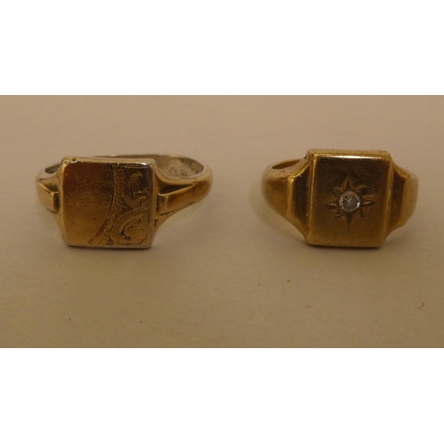 268 - Two similar gold coloured signet rings 