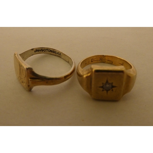 268 - Two similar gold coloured signet rings 