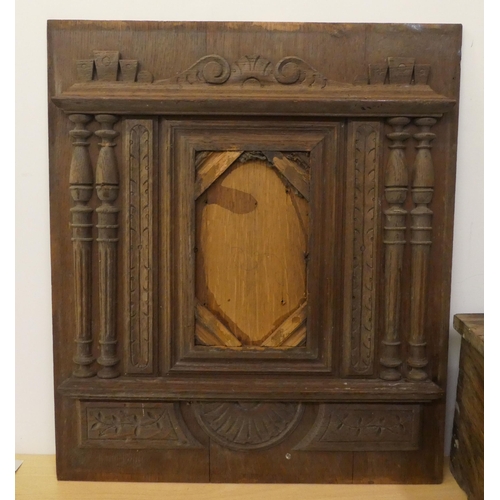 280 - Wooden collectables: to include a late 19thC carved oak furniture panel  19