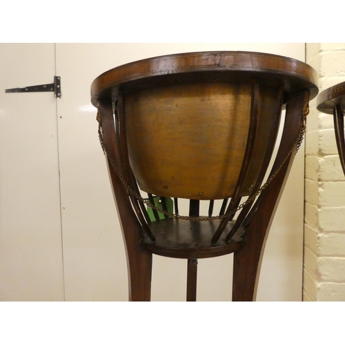 3 - Two similar late 19th/early 20thC oak/mahogany jardinière stands  35