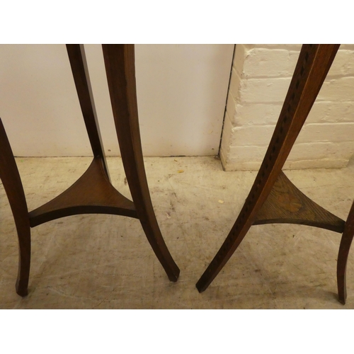 3 - Two similar late 19th/early 20thC oak/mahogany jardinière stands  35