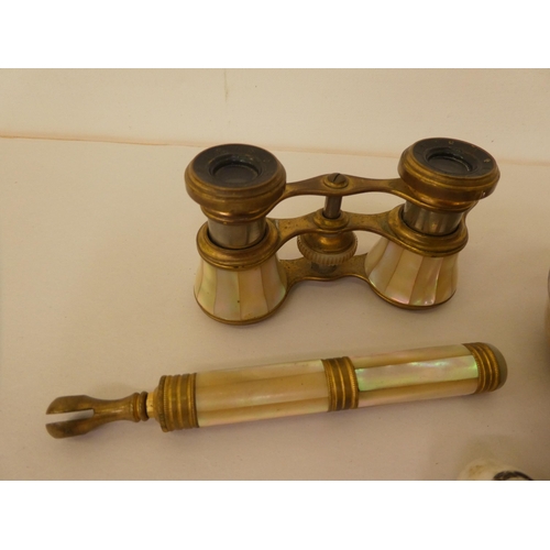 307 - Collectable items: to include a pair of opera glasses with mother-of-pearl decoration 