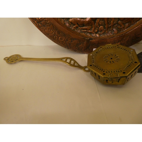 309 - Early 20thC functional metalware: to include a pressed copper charger  27