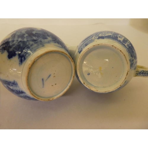 311 - Late 19th-early 20thC ceramics, mainly English blue and white and Japanese porcelain: to include tea... 