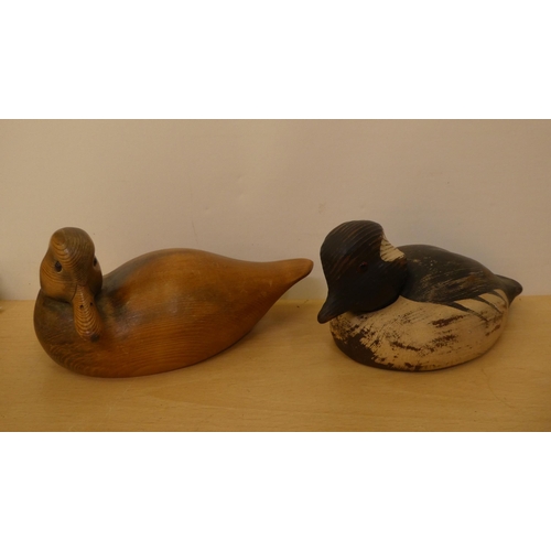 324 - Five carved and painted wooden model ducks  largest 6