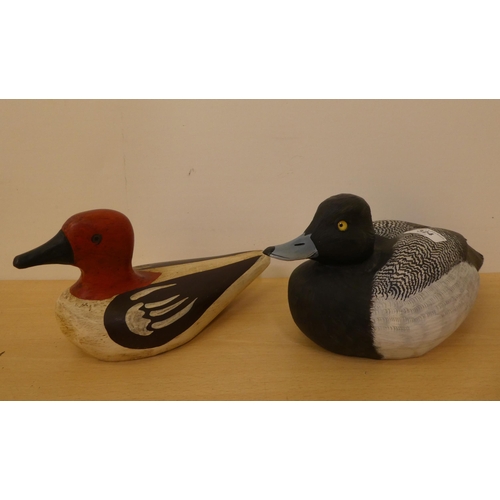 324 - Five carved and painted wooden model ducks  largest 6