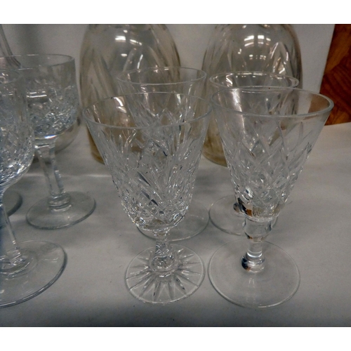 35 - Glassware: to include a pair of mid 19thC decanters and stoppers of shouldered box design  9.5