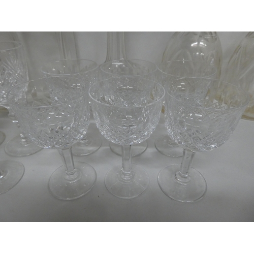 35 - Glassware: to include a pair of mid 19thC decanters and stoppers of shouldered box design  9.5