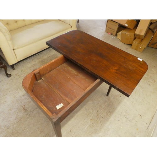 4 - A late Victorian mahogany D-end tea table, the foldover top raised on square, tapered legs  29.... 